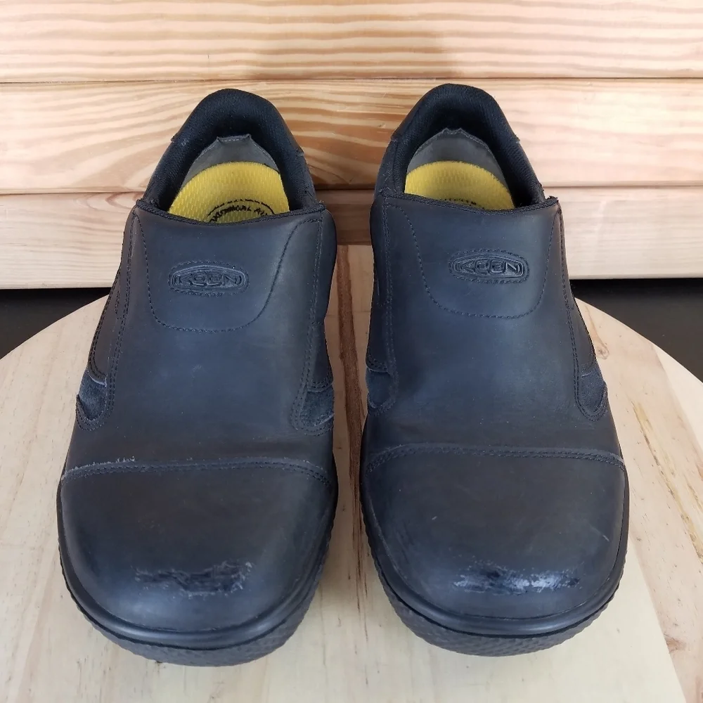 KEEN 1012857D DESTIN Men's 11.5 US Slip On Black Leather Loafers EH Work Shoes